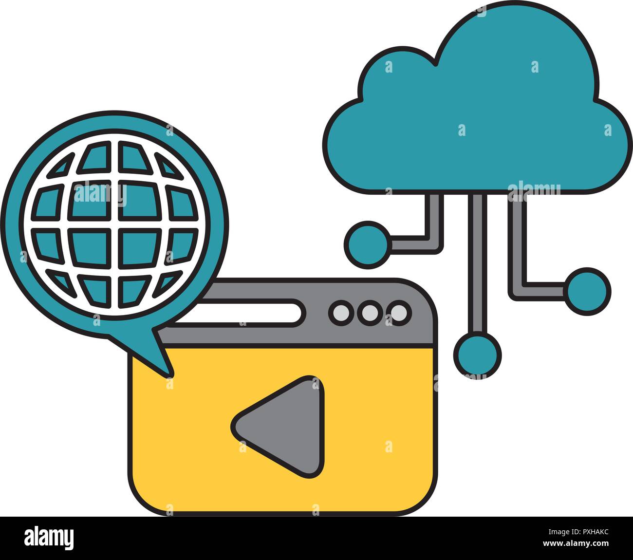 cloud computing world connection data technology vector illustration ...