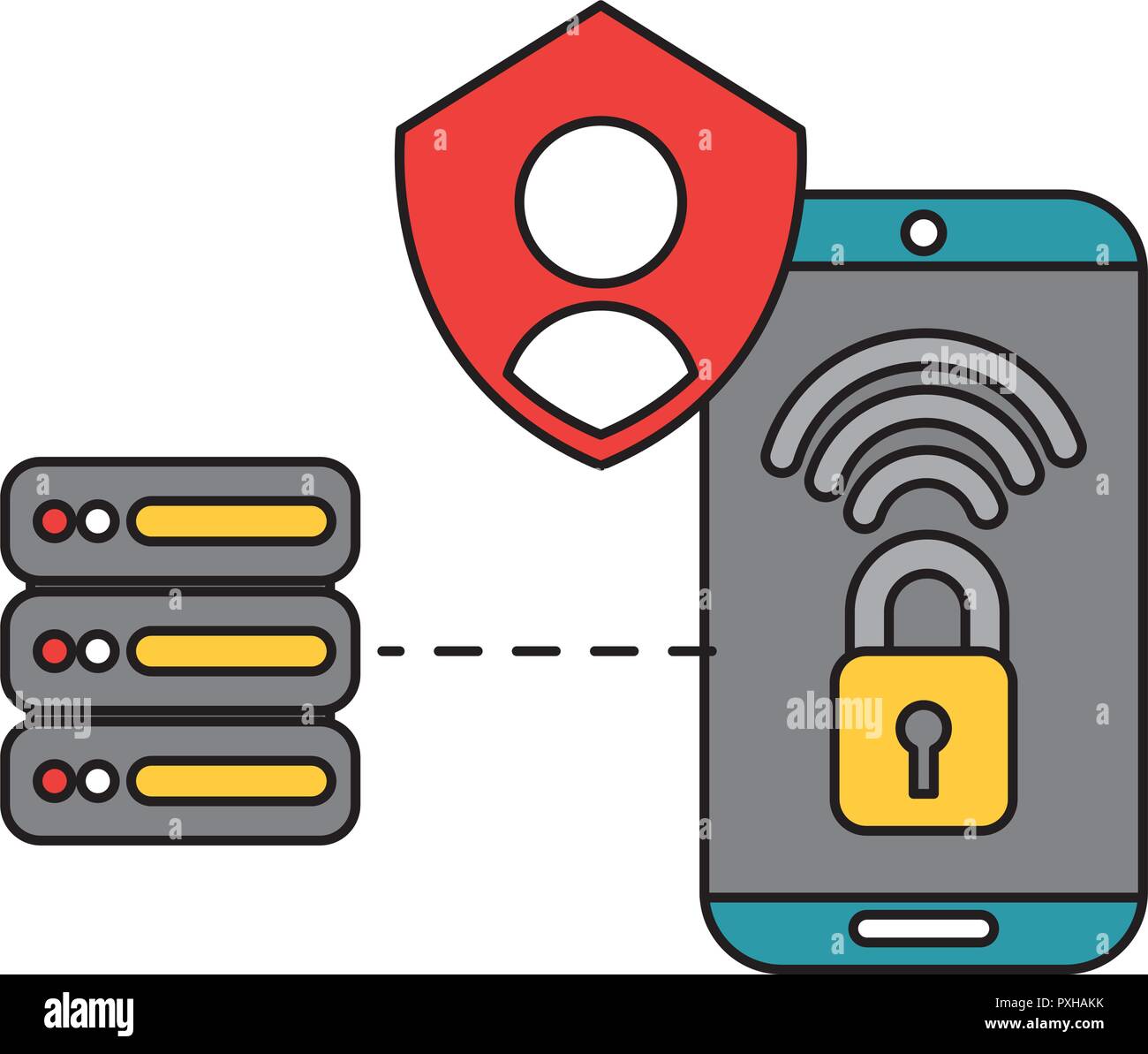 database mobile transfer security data technology vector illustration ...