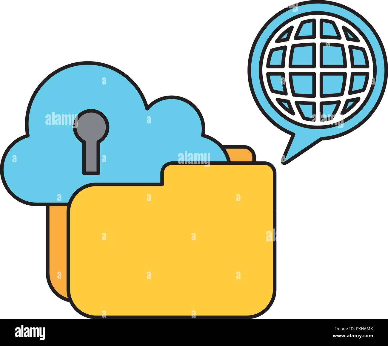 cloud computing folder world data technology vector illustration Stock ...