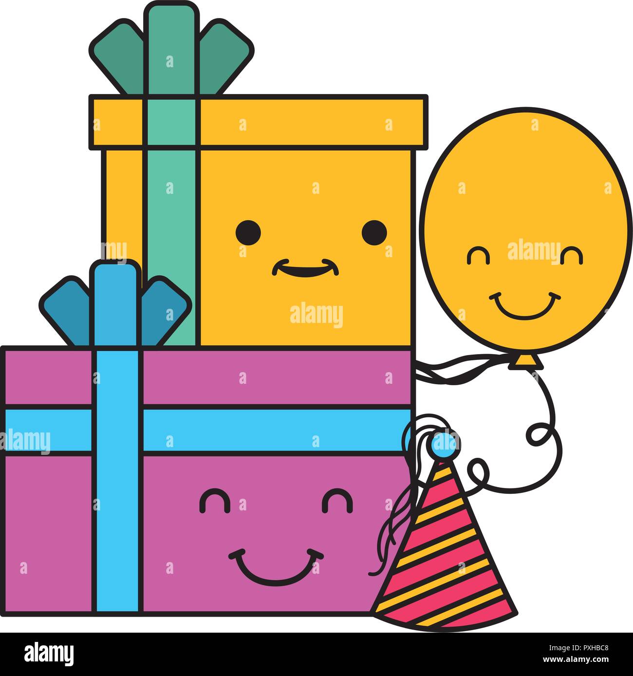 Kawaii Happy Birthday Stock Vector Image Art Alamy