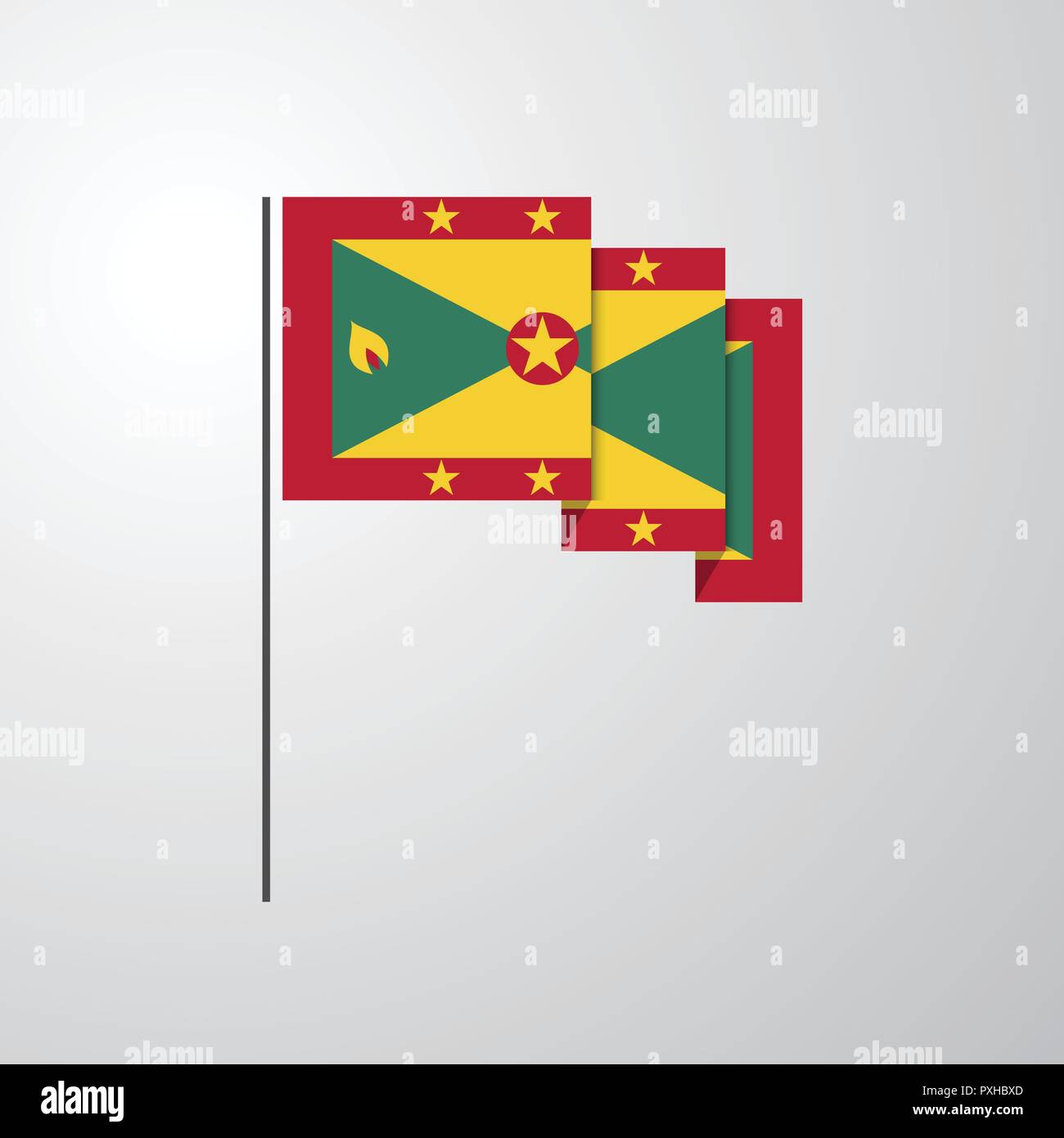 Grenada waving Flag creative background Stock Vector