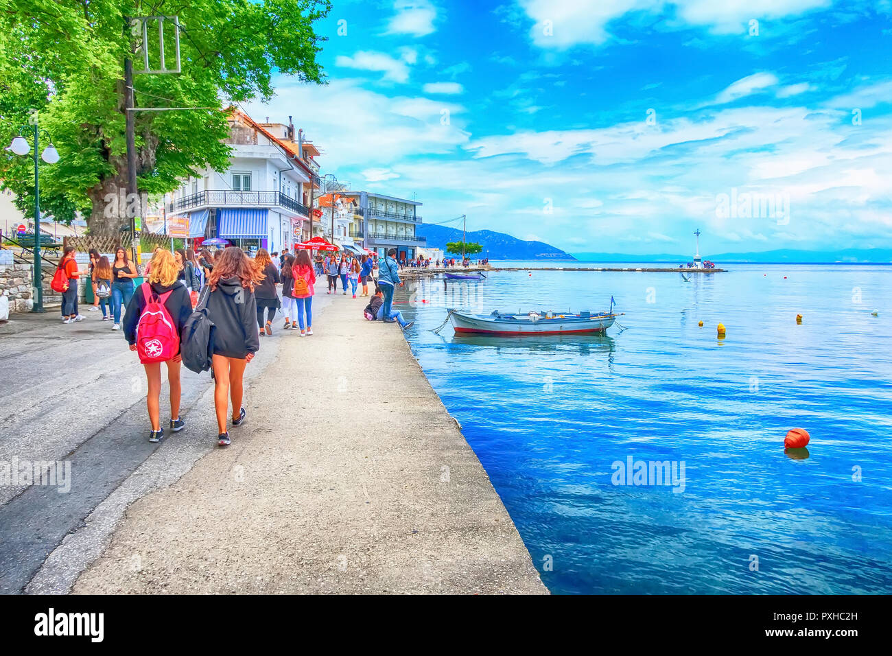 Thassos Greece May 5 2018 Thasos Port With Lighthouse And