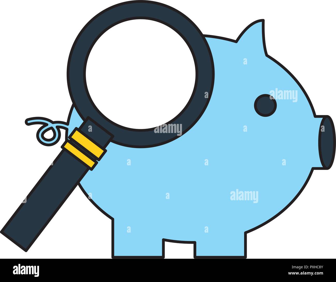 piggy bank magnifying glass fintech digital Stock Vector Image & Art
