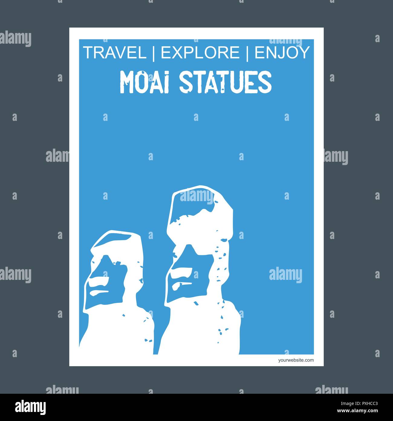 Moai Statues Easter Island Chile Monument Landmark Brochure Flat Style ...