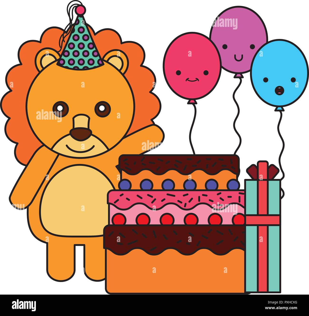 cute lion birthday gift balloon Stock Vector Image & Art - Alamy
