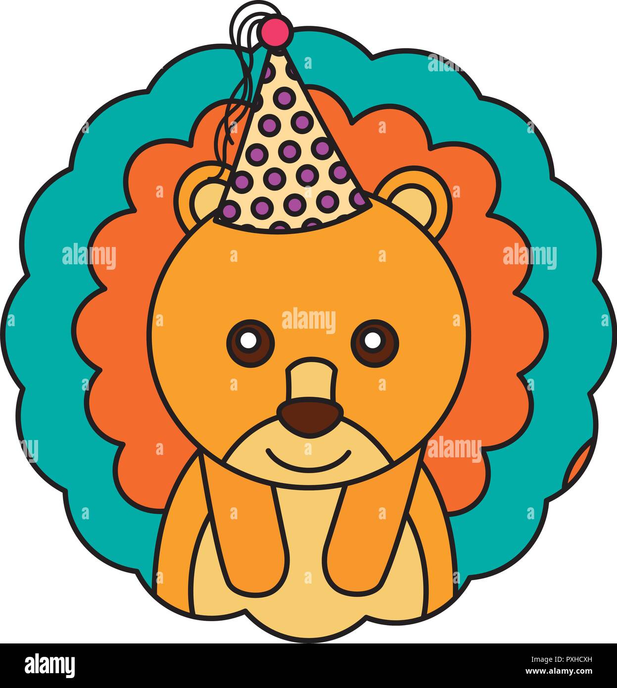 cute lion kawaii party hat Stock Vector Image & Art - Alamy
