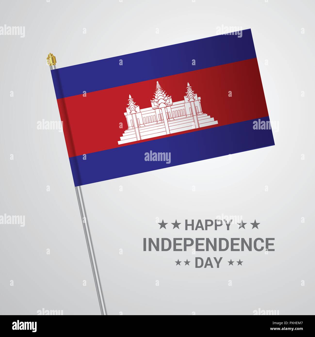 Cambodia Independence day typographic design with flag vector Stock Vector