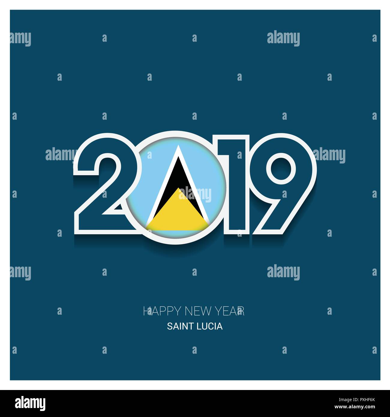 2019 Saint Lucia Typography, Happy New Year Background Stock Vector