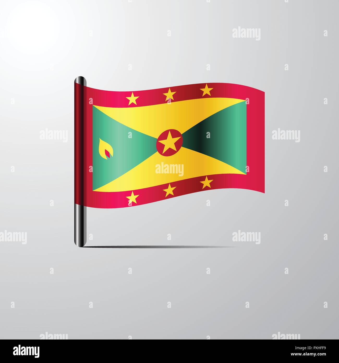 Grenada waving Shiny Flag design vector Stock Vector