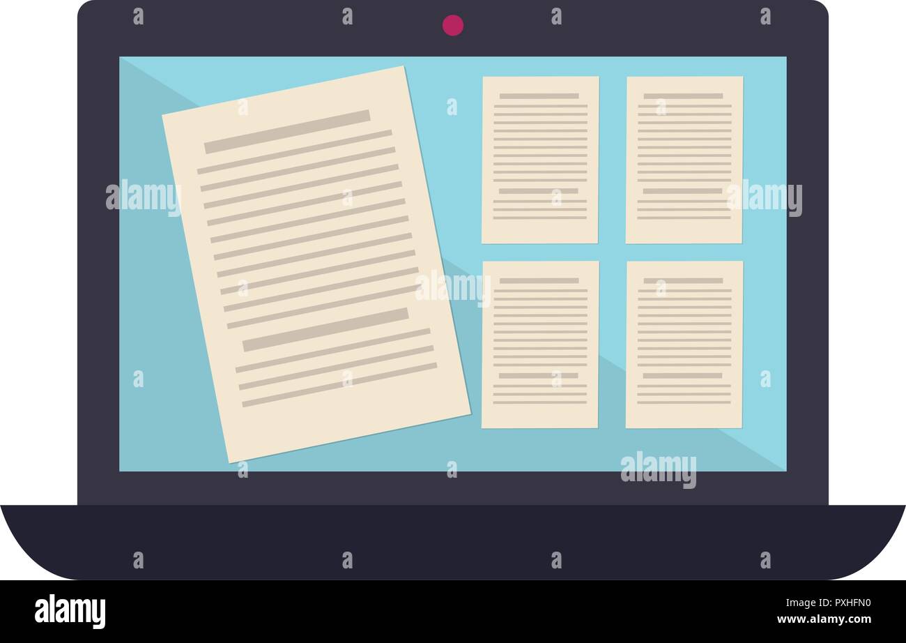 laptop computer with documents vector illustration design Stock Vector