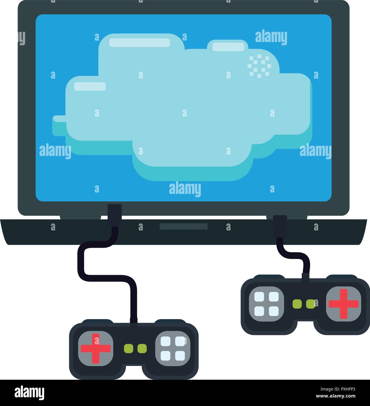 laptop computer with video game controls vector illustration design ...