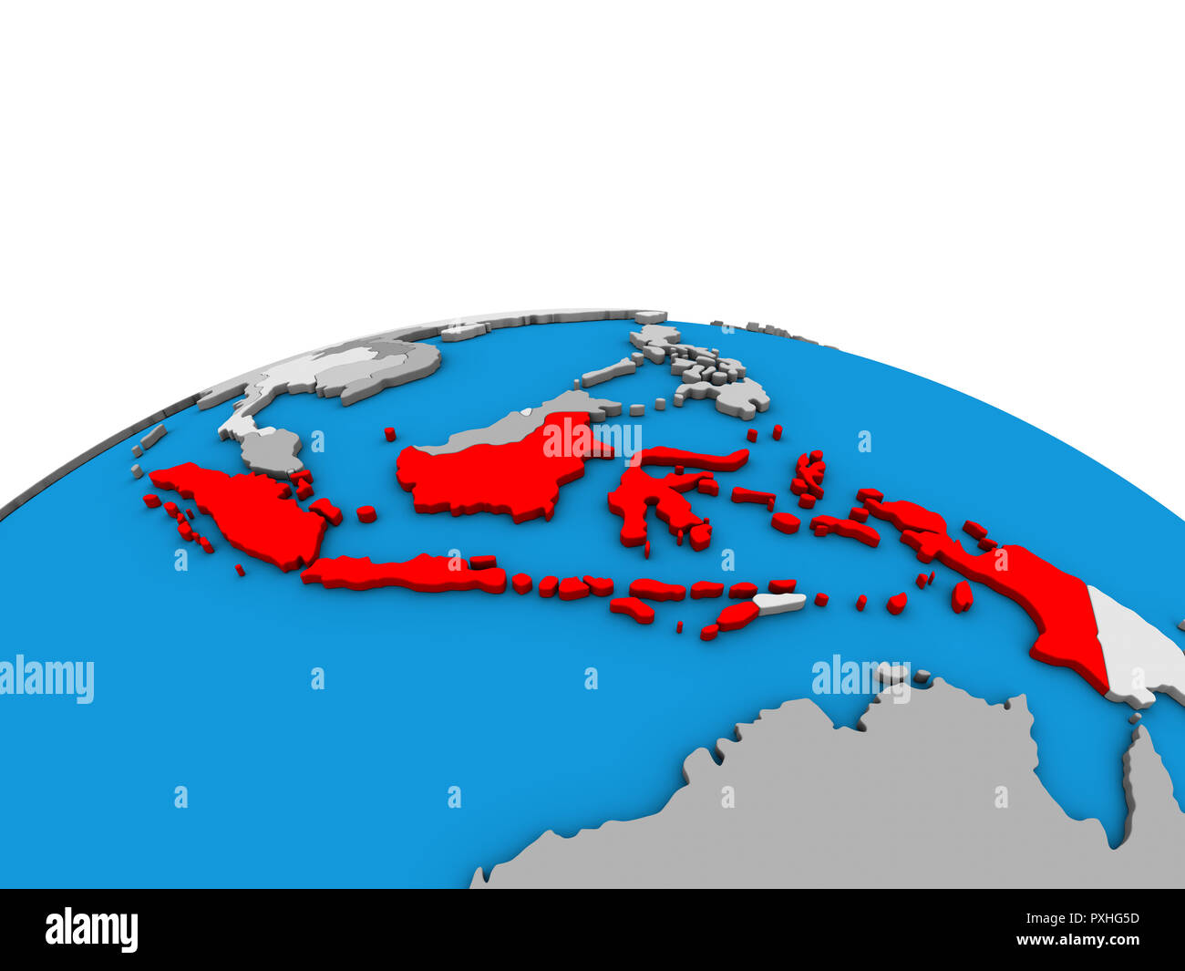 Indonesia on political 3D globe. 3D illustration. Stock Photo