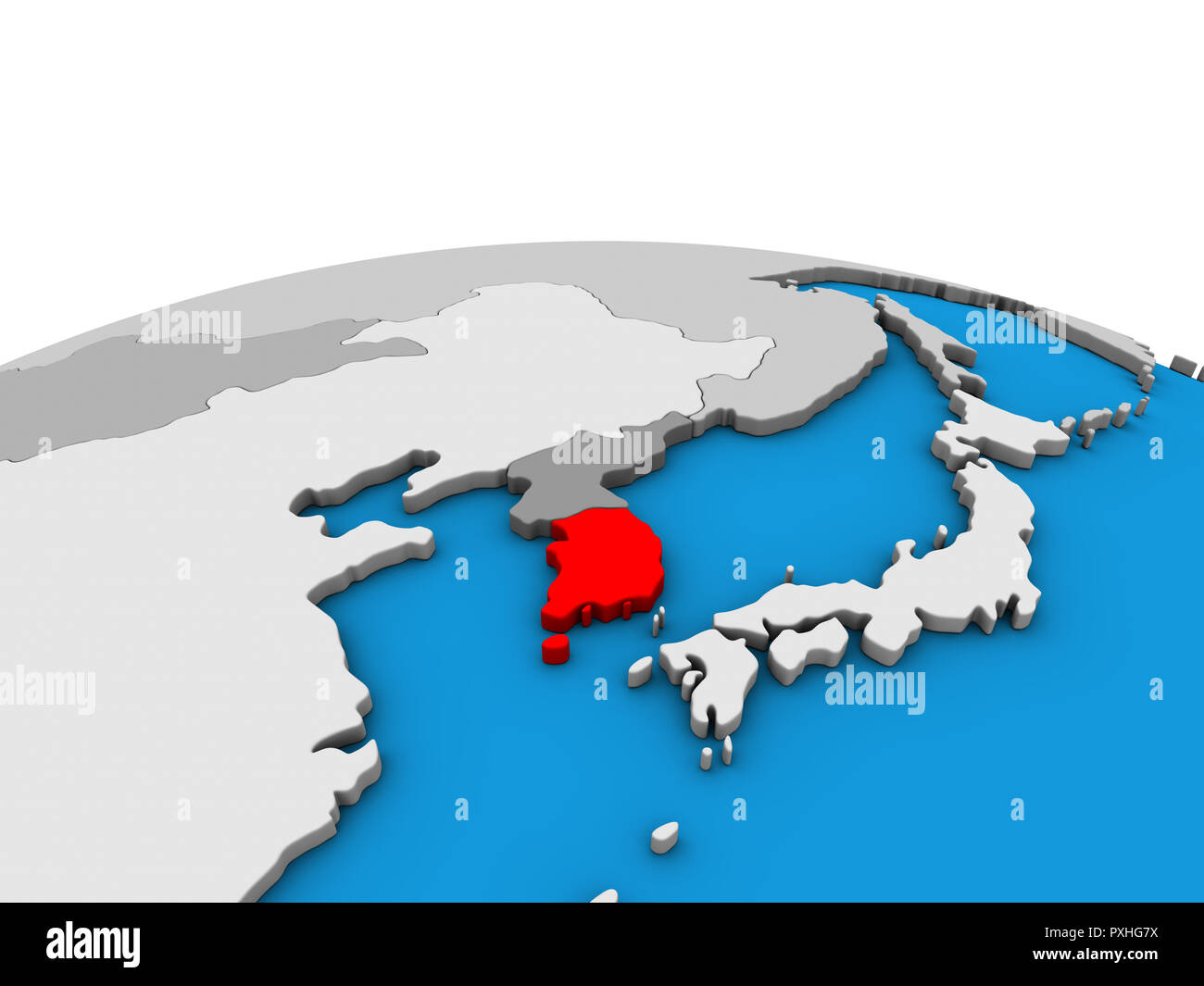 South Korea on political 3D globe. 3D illustration Stock Photo - Alamy
