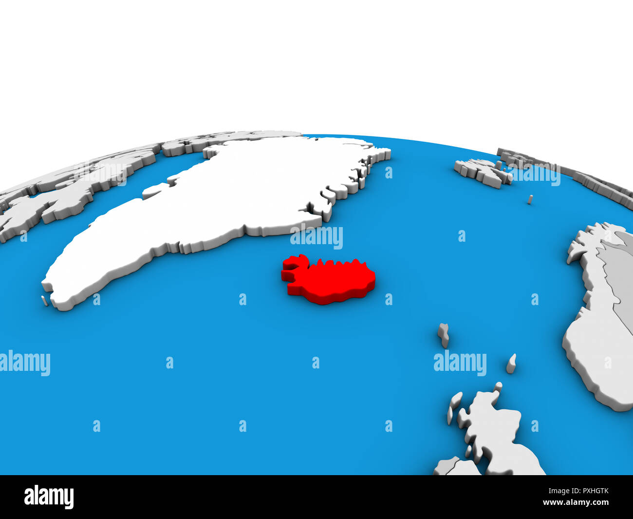Iceland on political 3D globe. 3D illustration Stock Photo - Alamy