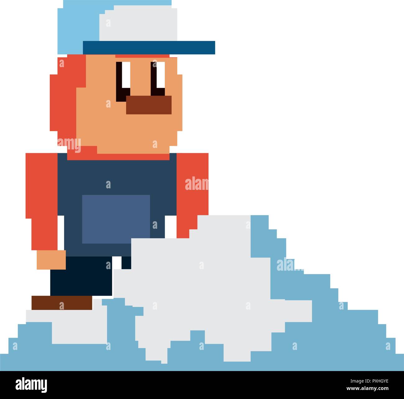 character on cloud pixel video game vector illustration Stock Vector ...