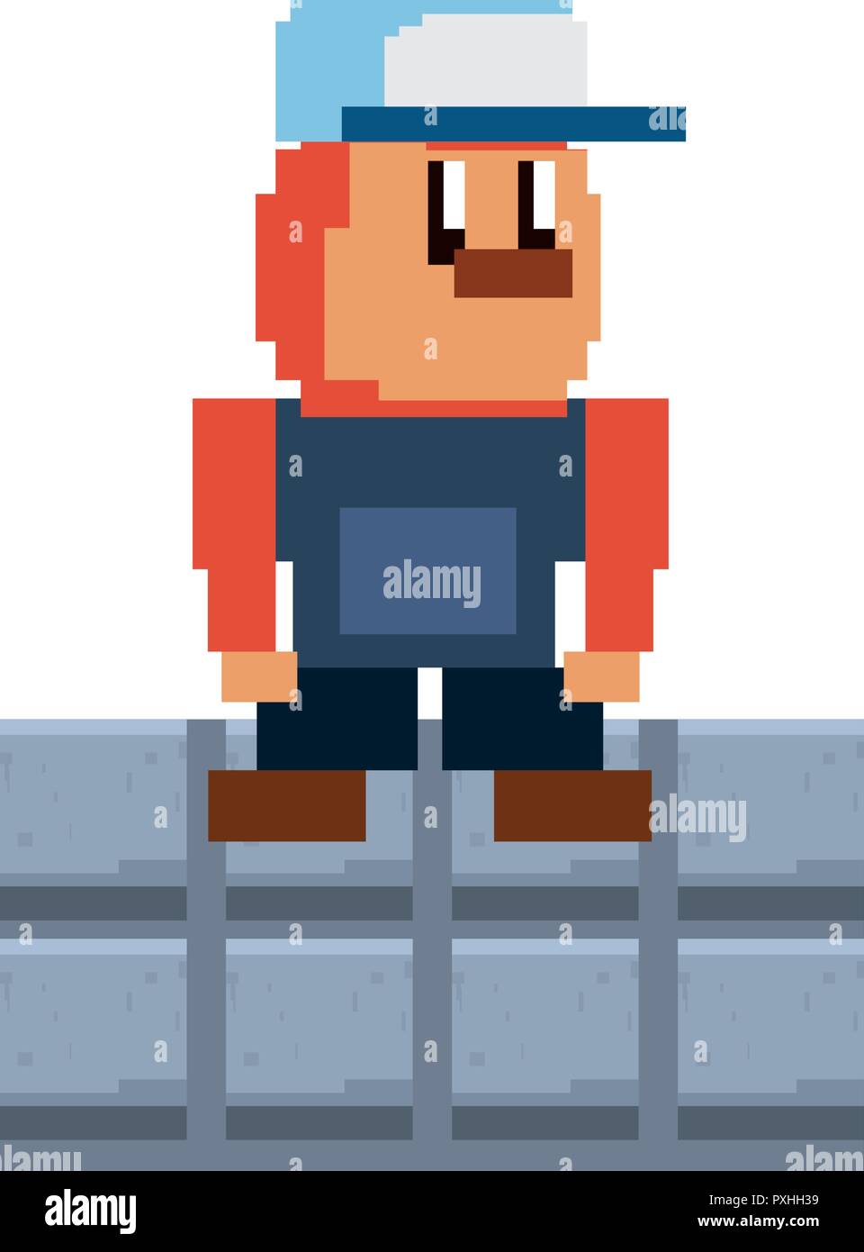 character on wall pixel video game vector illustration Stock Vector ...
