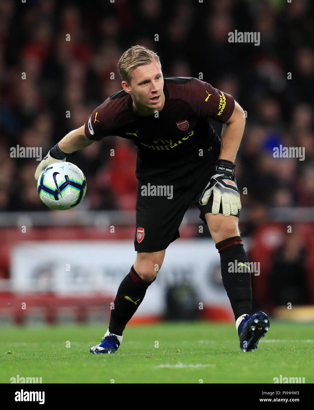 Arsenal goalkeeper Bernd Leno during the Premier League match at the  Emirates Stadium, London. PRESS ASSOCIATION Photo. Picture date: Monday  October 22, 2018. See PA story SOCCER Arsenal. Photo credit should read: