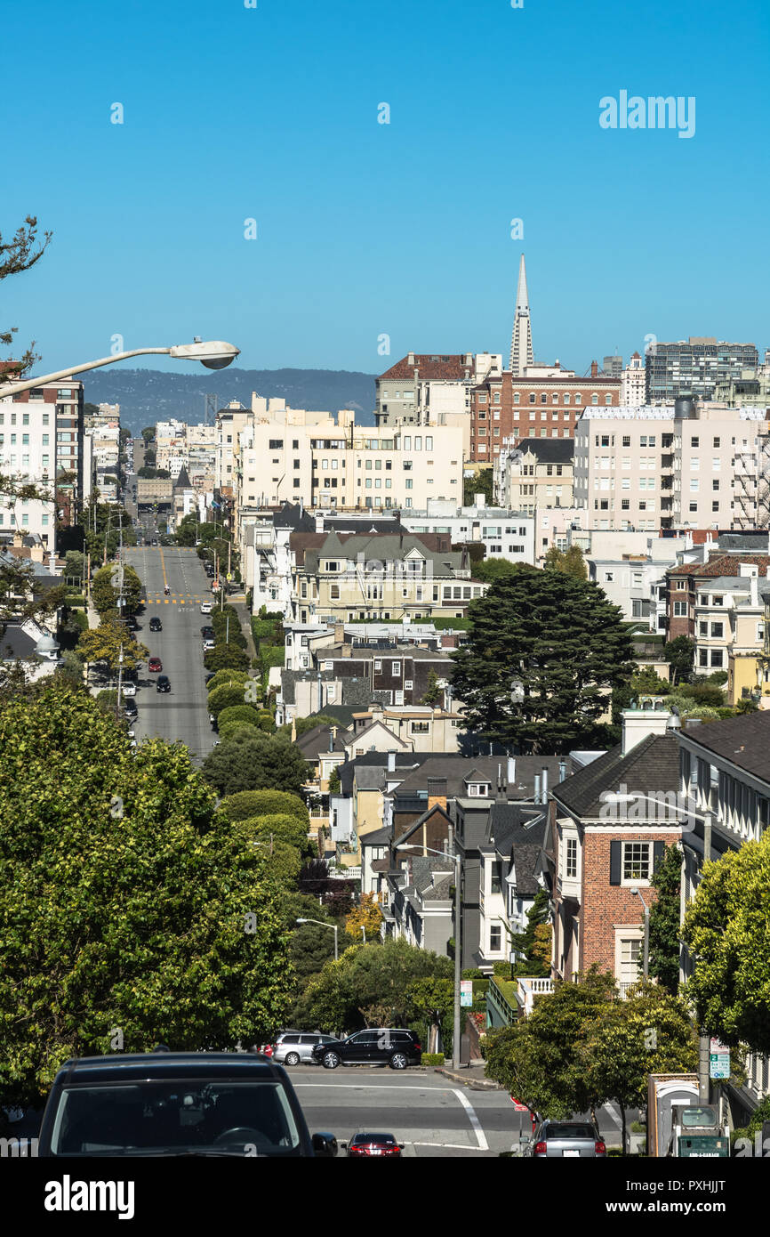 Aerial view of San Francisco from Pacific Street, California Stock Photo