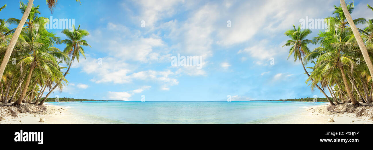 Vacation in Dominican Republic. Mirrored Collage panorama Stock Photo