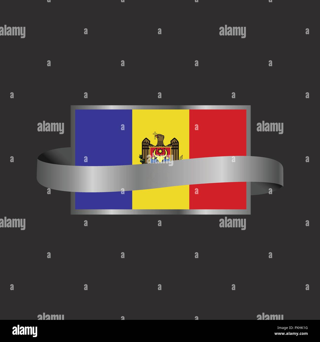 Moldova Flag Ribbon Banner Design Stock Vector Art Illustration