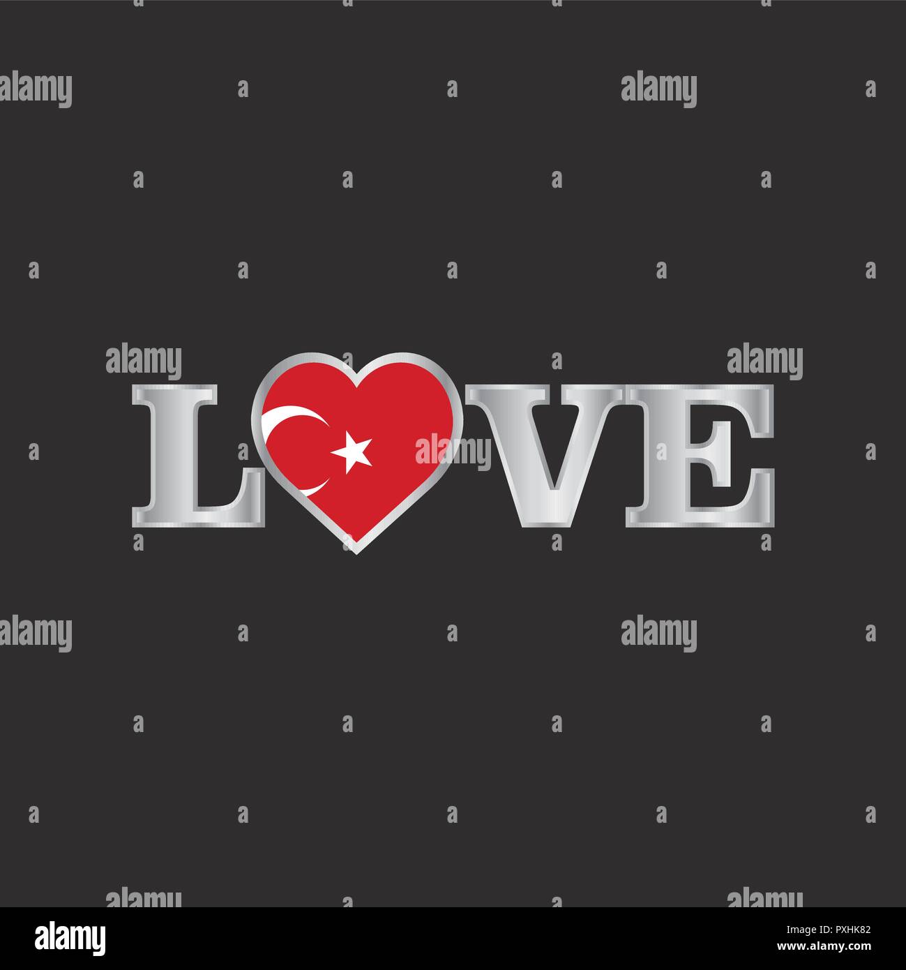 Love typography with Turkey flag design vector Stock Vector