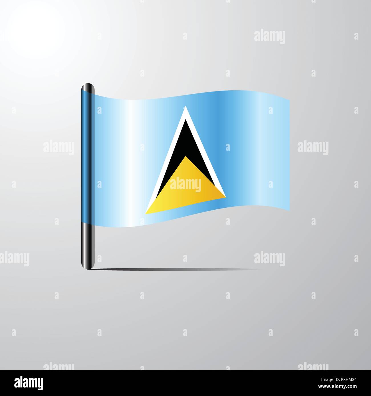 Saint Lucia waving Shiny Flag design vector Stock Vector