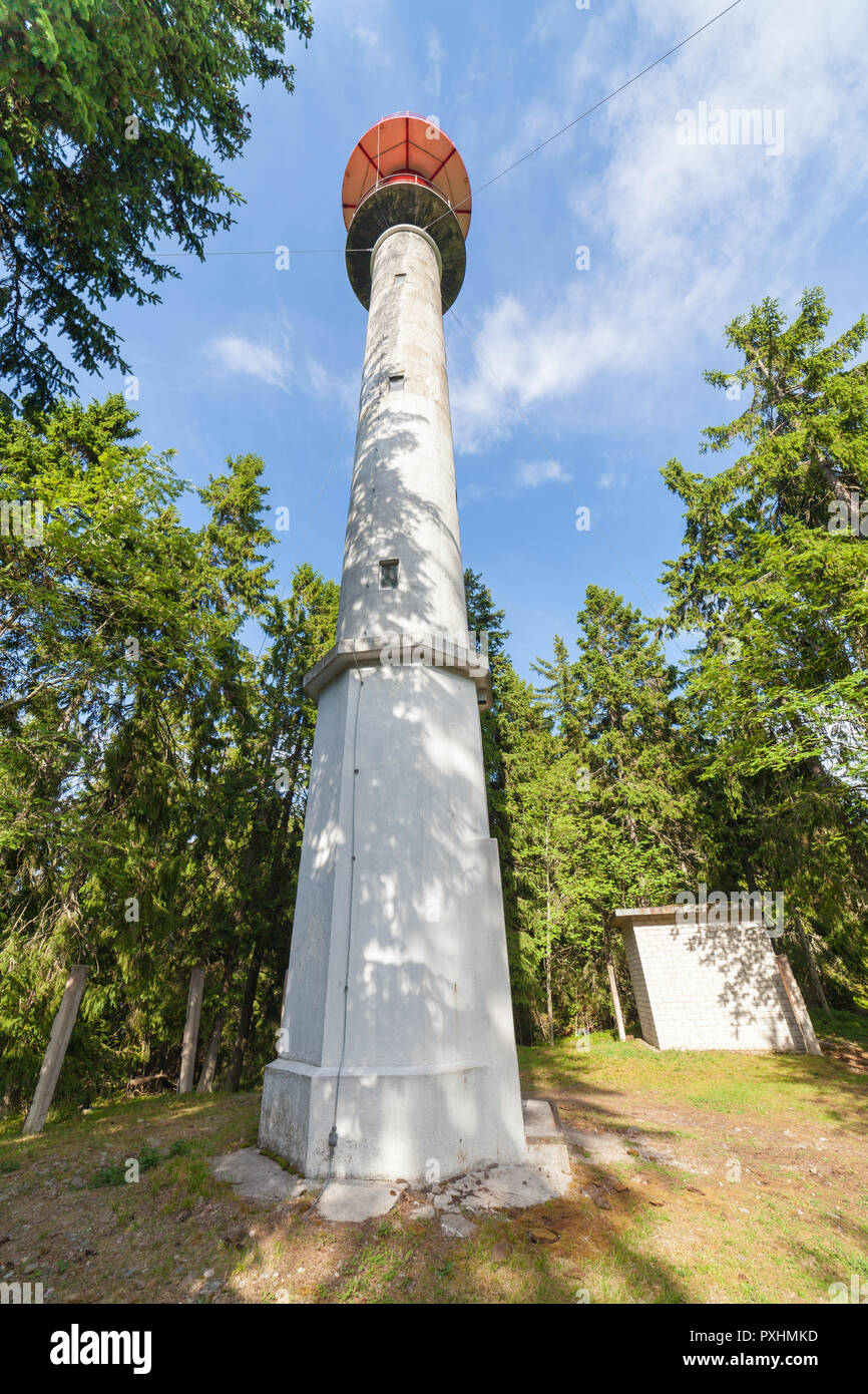 Lighthouse at Cape Yuminda in Estonia height 24 m and diameter 2 m was built in 1937 Stock Photo