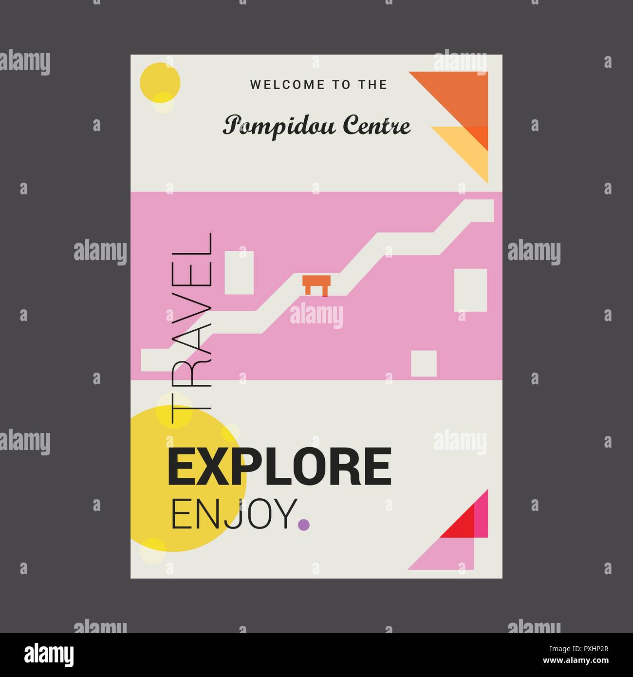 Welcome to The Pompidou Centre Paris, France Explore, Travel Enjoy Poster Template Stock Vector