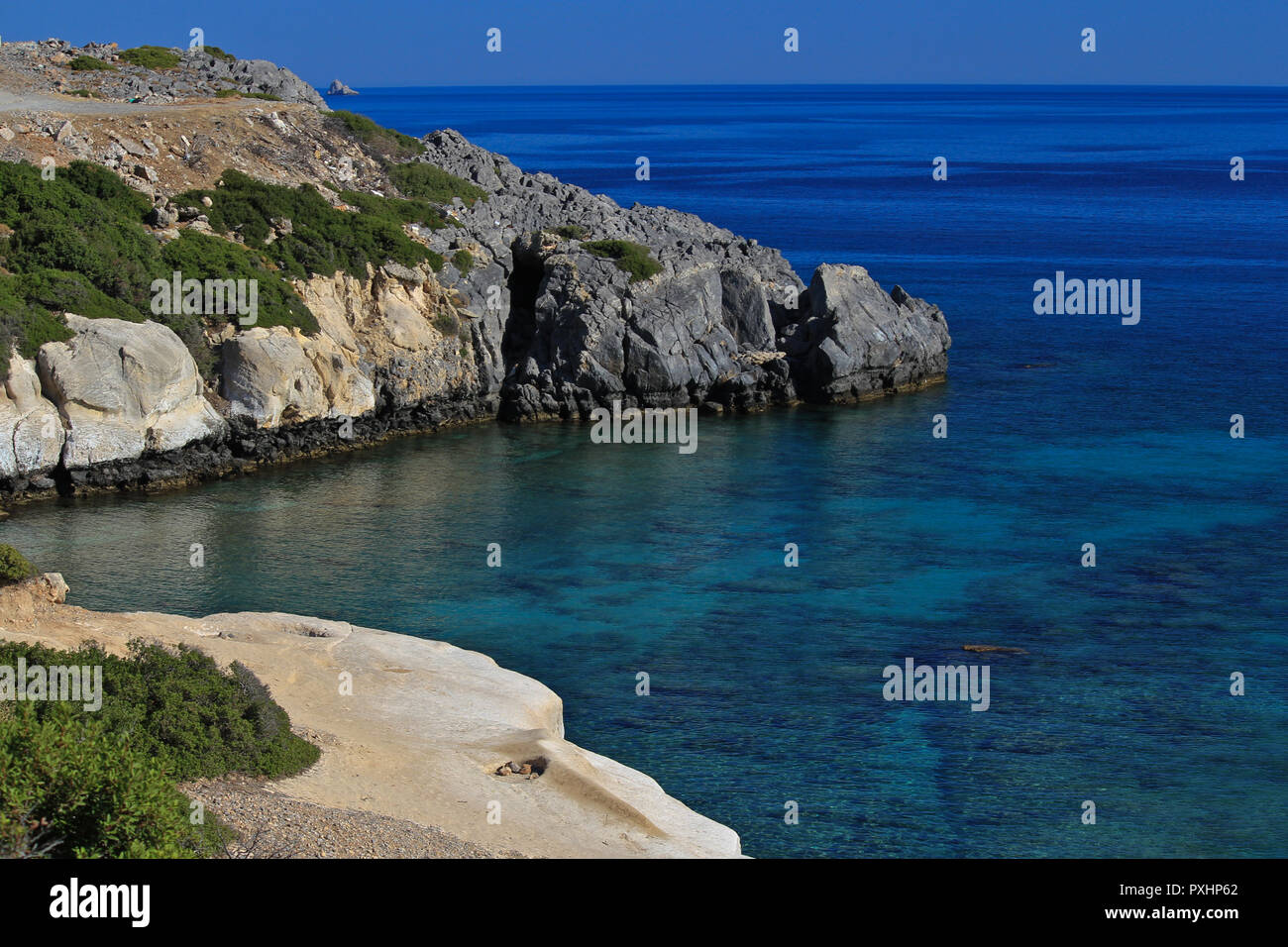 Rhodes coast and sea Stock Photo
