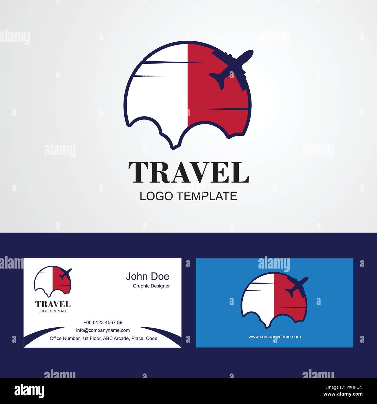Travel Malta Flag Logo and Visiting Card Design Stock Vector Image