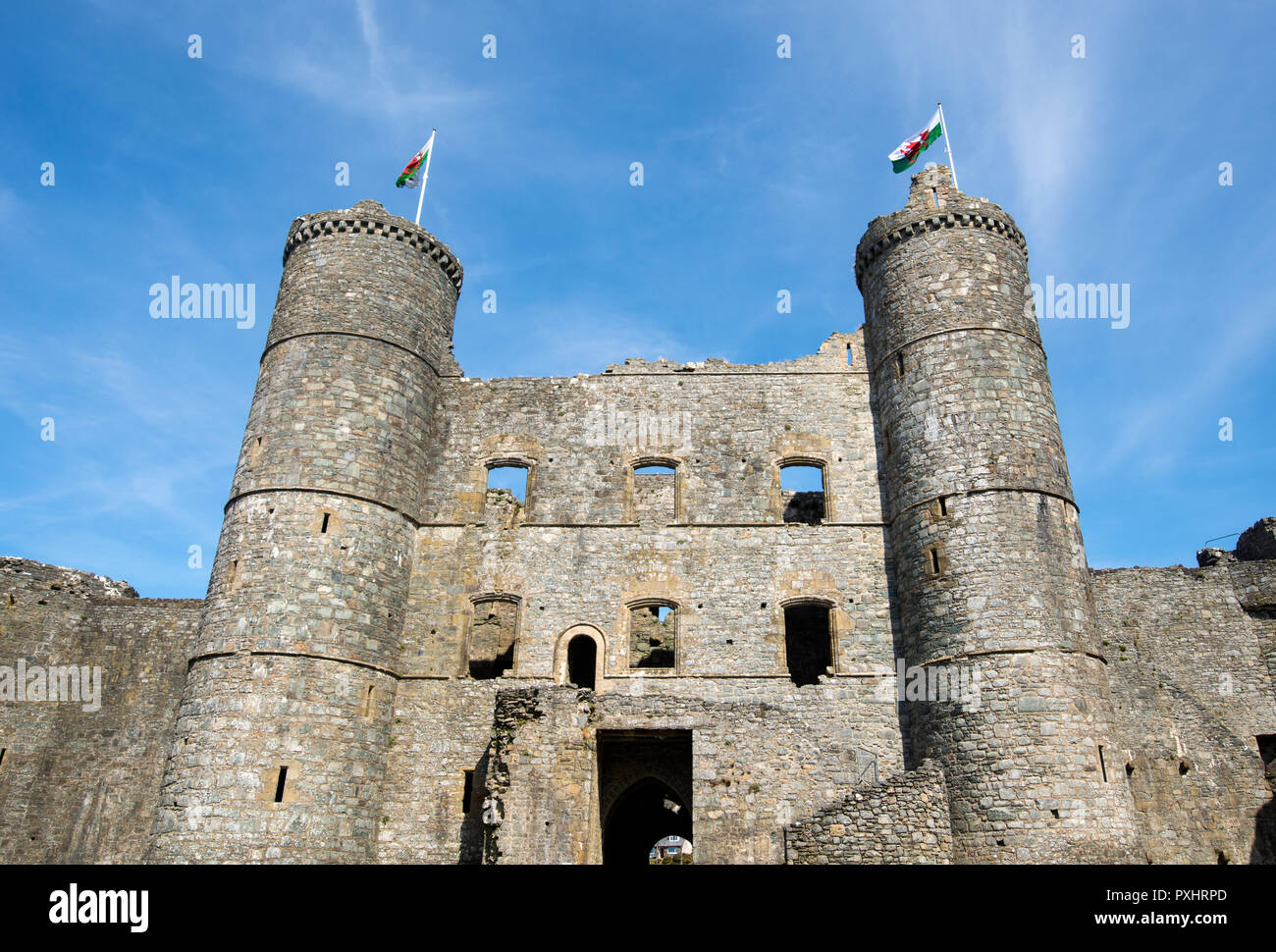 Harlech Castle in Gwynedd, North Wales Stock Photo