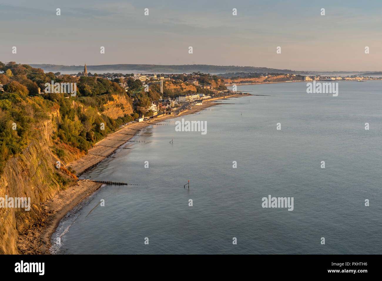 The towns of Shanklin and Sandown in Sandown Bay, as seen from