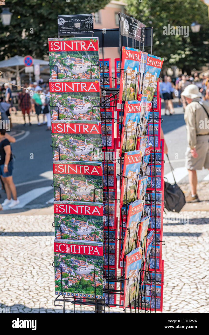 carousel of tourist guids for sale, Sintra Portugal Stock Photo