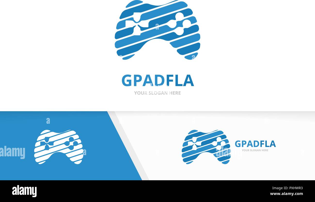 Vector joystick logo combination. Gamepad symbol or icon. Unique console controller logotype design template. Stock Vector
