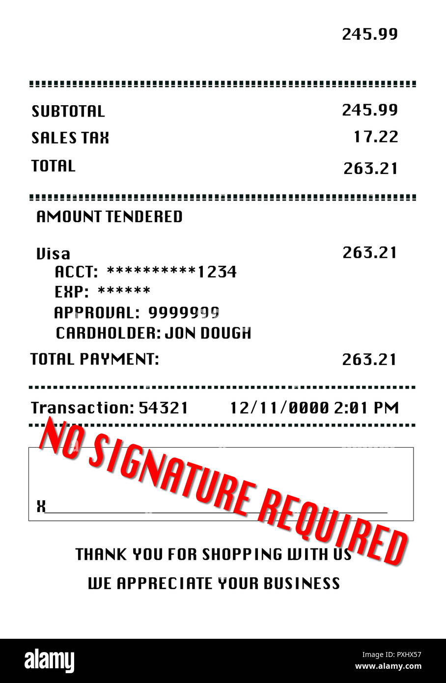 No signature credit card receipt hi-res stock photography and images