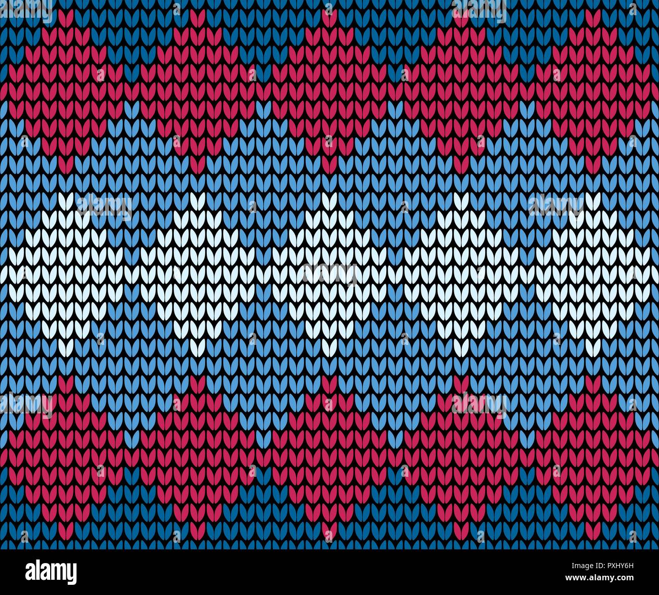 Abstract blue seamless knitting pattern with squares background Stock ...