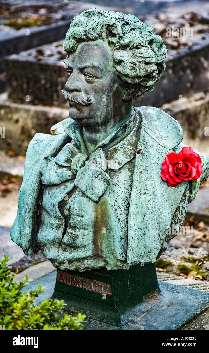 France Paris, the Andrè Gill grave in the Pére Lachaise cemetery Stock Photo