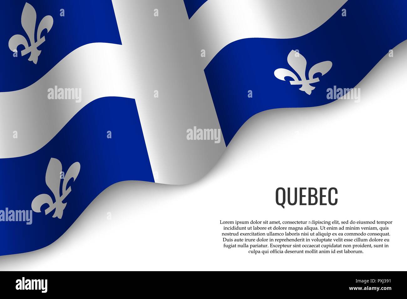 Waving Flag Of Quebec Is A Region Of Canada On Transparent
