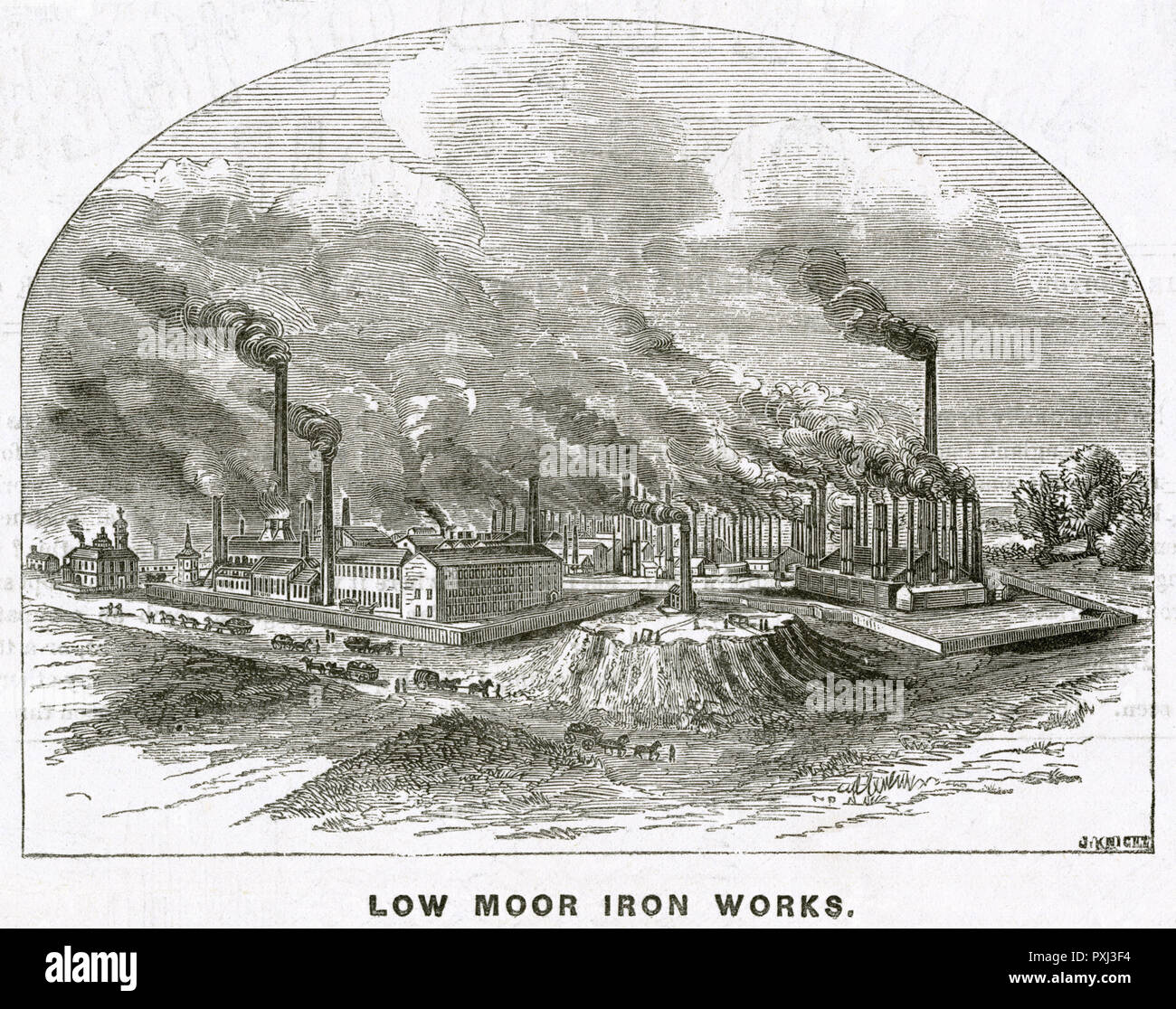 Exterior of the Ironworks foundry in West Yorkshire.     Date: 1856 Stock Photo