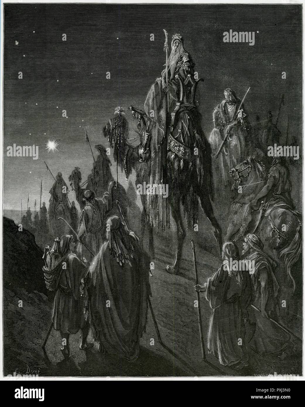 Wise Men following the Star Stock Photo