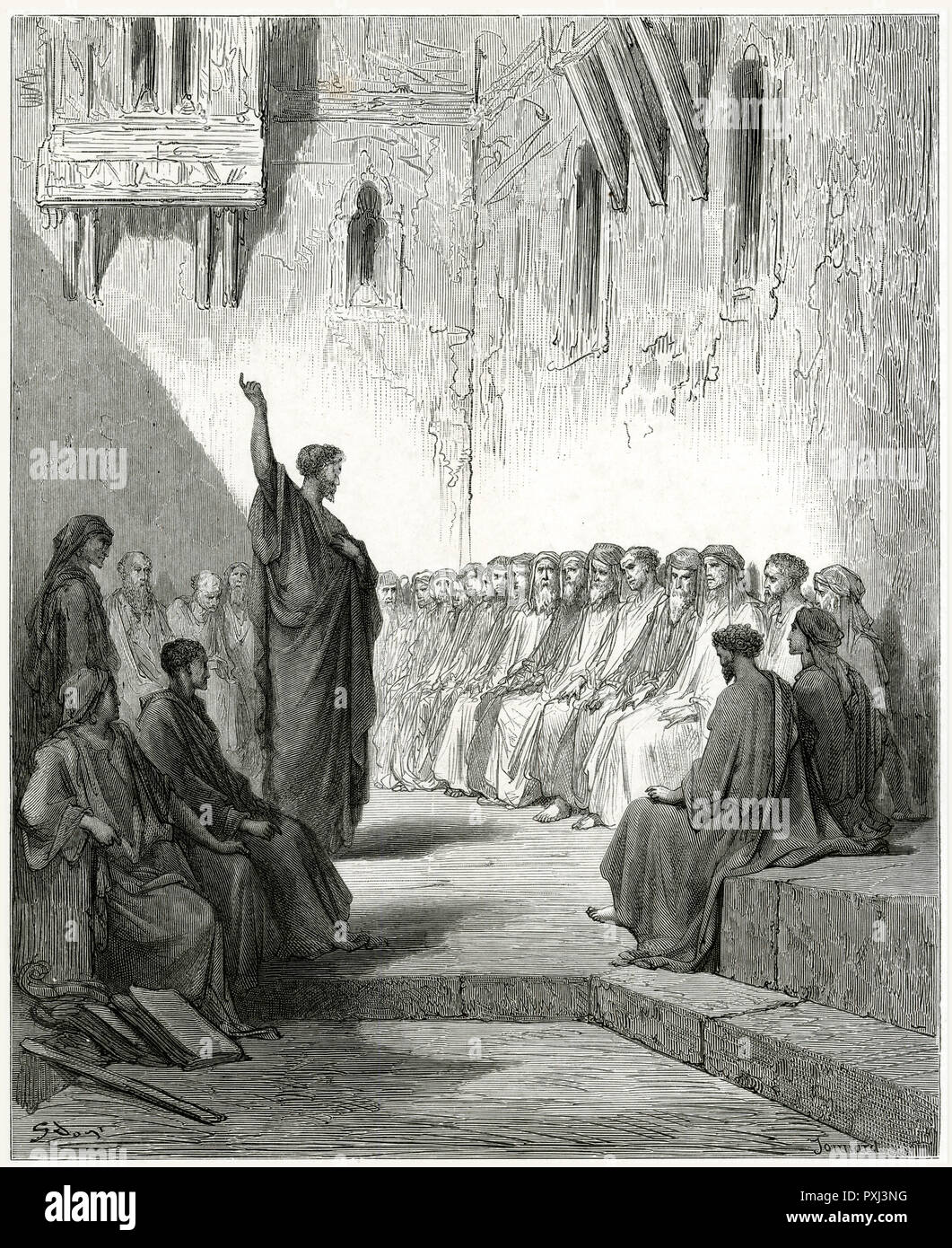 St Paul preaching in the synagogue at Thessalonica Stock Photo