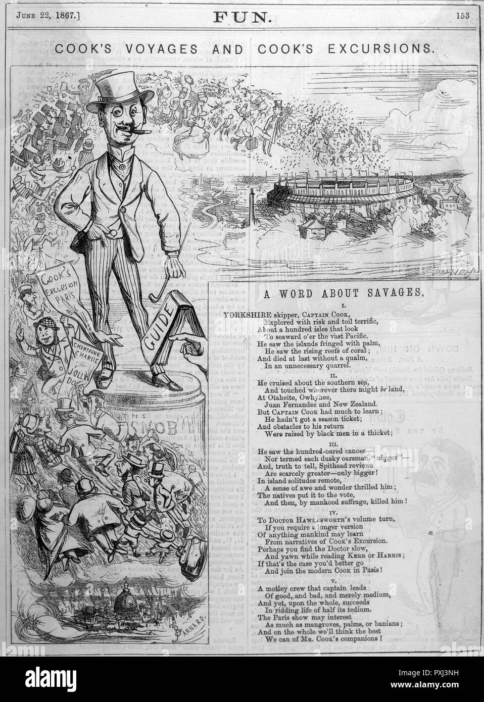 Comic view of Cook's voyages and excursions Stock Photo