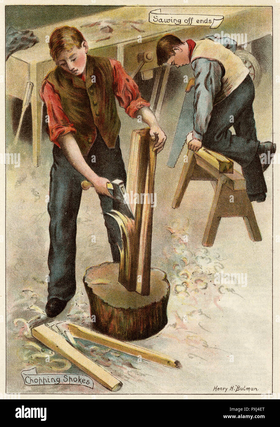 Boys learning the wheelwright's trade at Dr Barnardo's Boys' Home