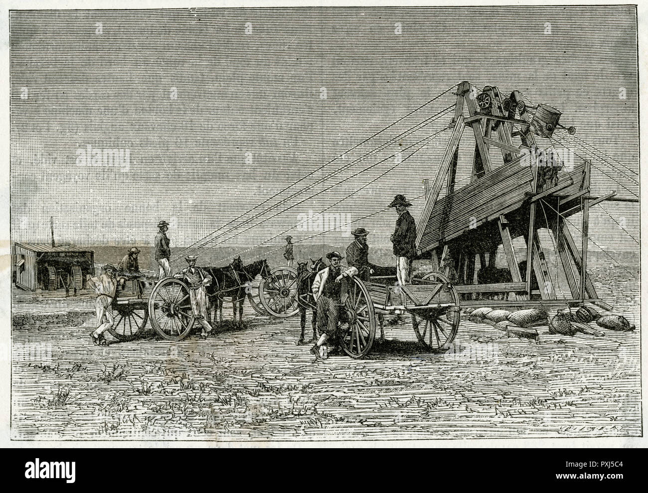 Diamond mining at Kimberley 1885 Stock Photo