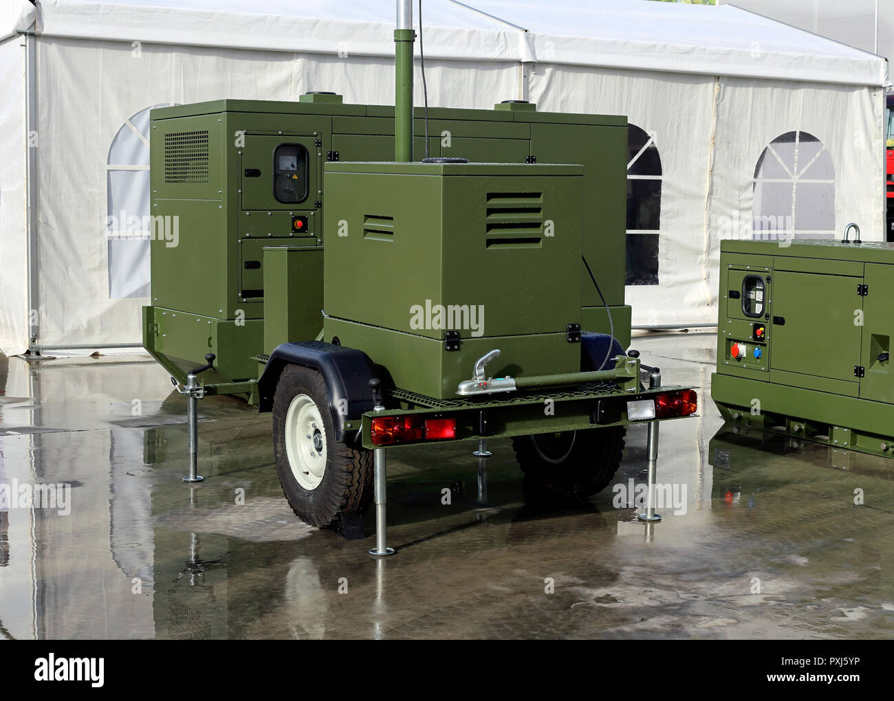 Army mobile diesel generator in the case of increased strength Stock Photo  - Alamy
