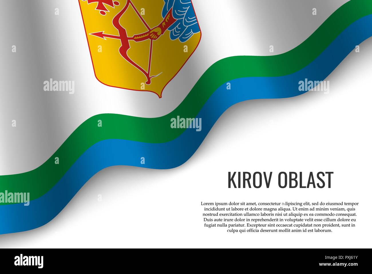 waving flag of Kirov Oblast is a region of Russia on transparent ...