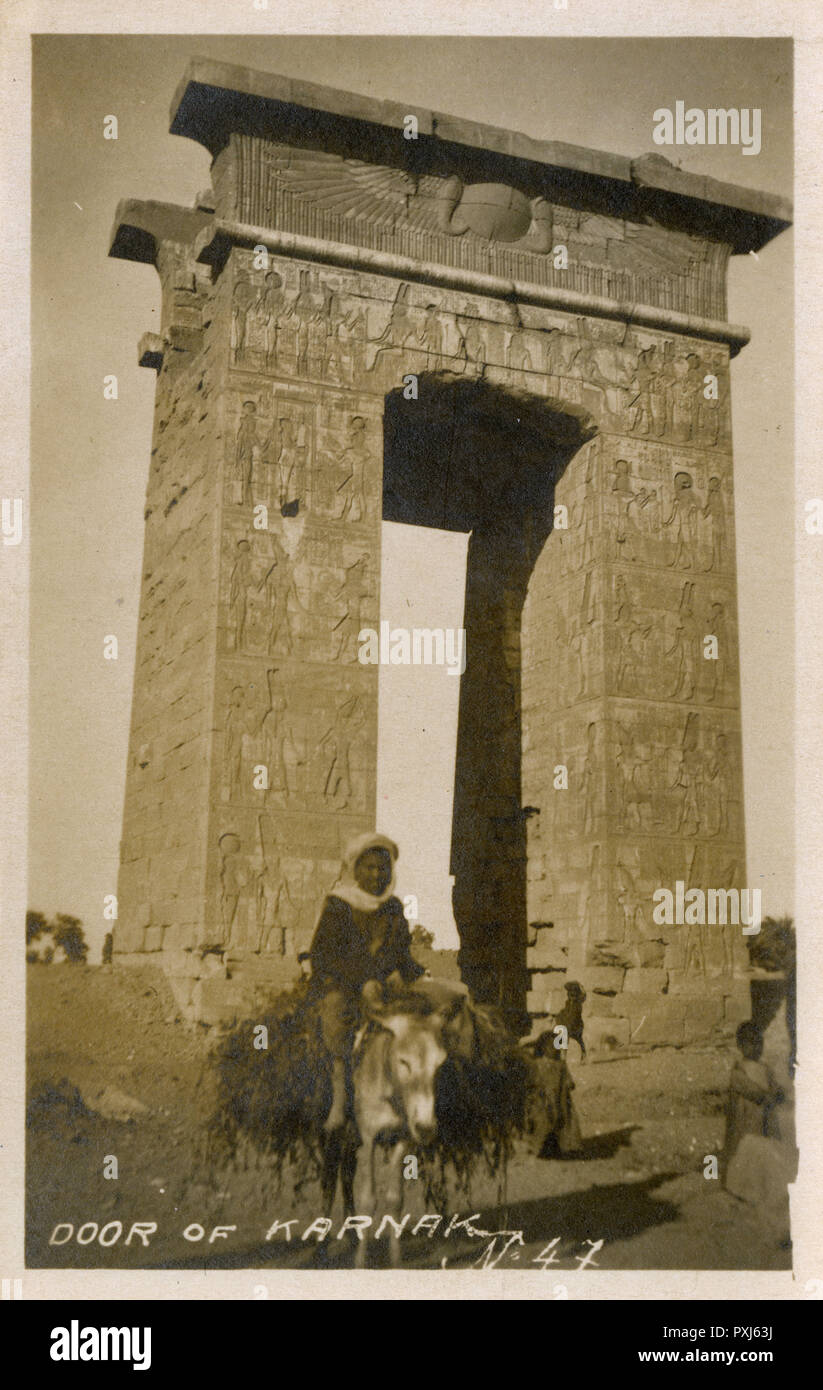 Precinct of Montu gate, Karnak temple, Luxor, Egypt Stock Photo