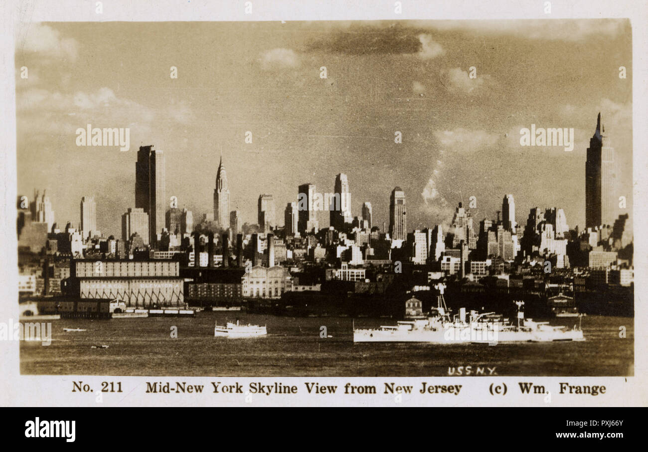 Mid-New York Skyline as seen from New Jersey Stock Photo