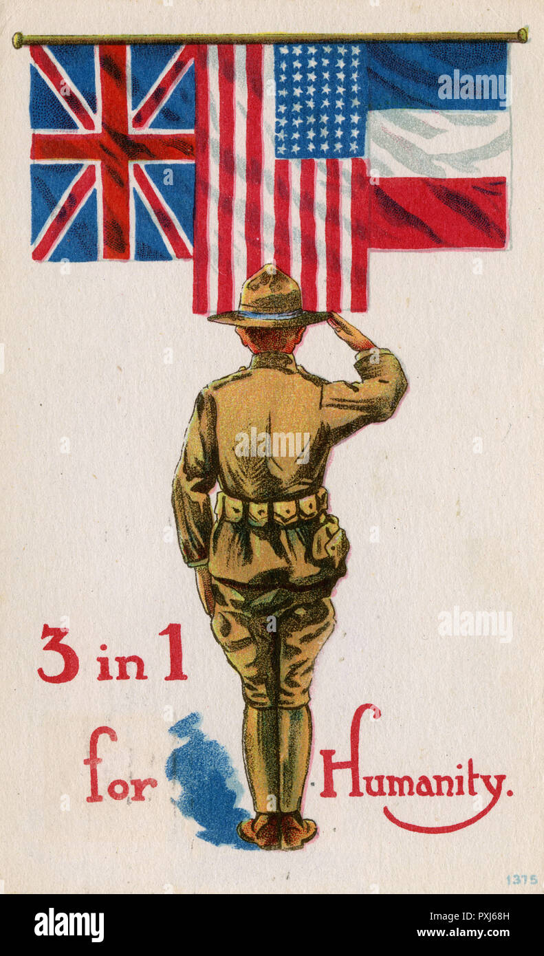 WW1 - USA 'Saving Humanity' by joining the war Stock Photo