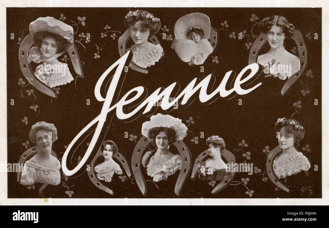 Name Postcard - 'Jennie' Stock Photo